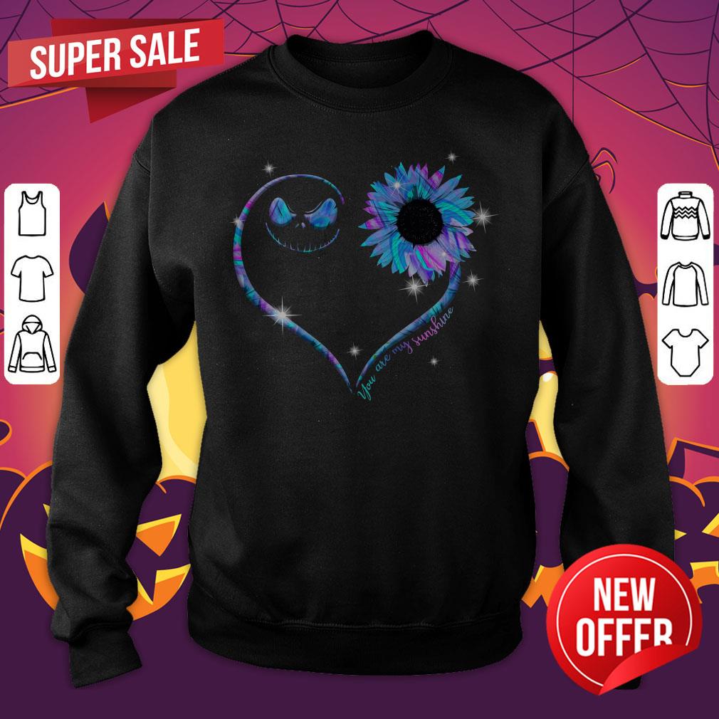 Jack Skellington Sunflower You Are My Sunshine Heart Shirt - Image 2