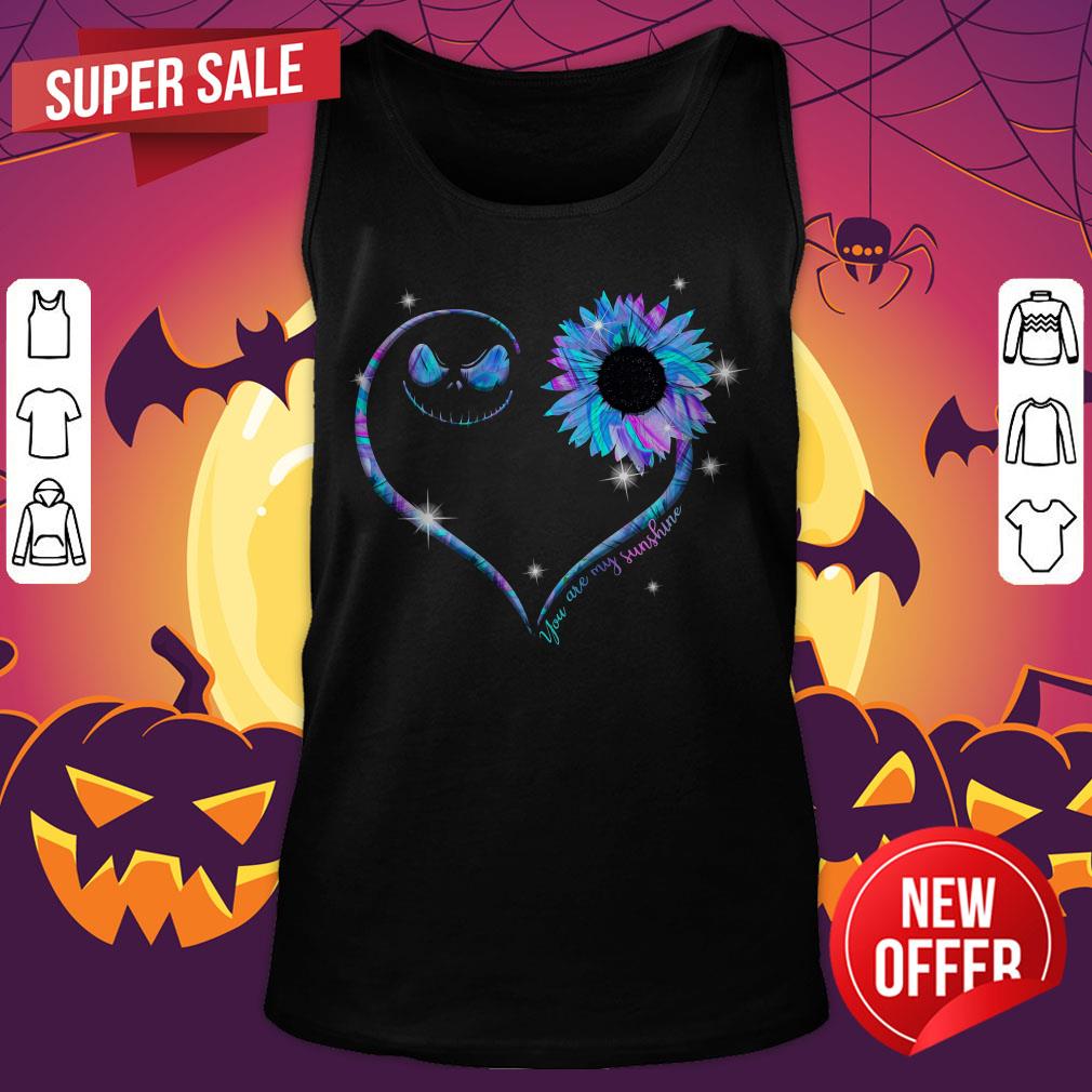 Jack Skellington Sunflower You Are My Sunshine Heart Shirt - Image 5