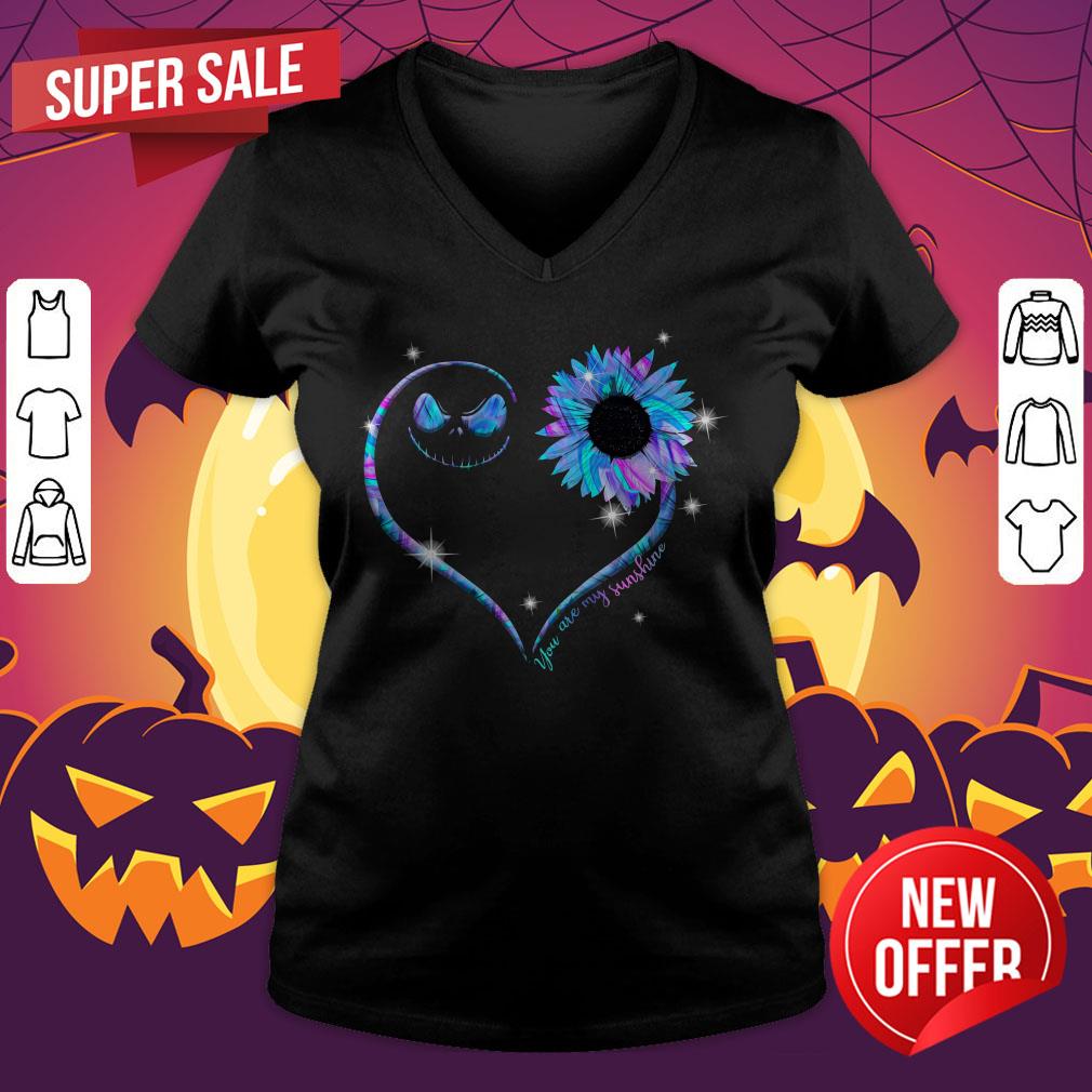 Jack Skellington Sunflower You Are My Sunshine Heart Shirt - Image 4