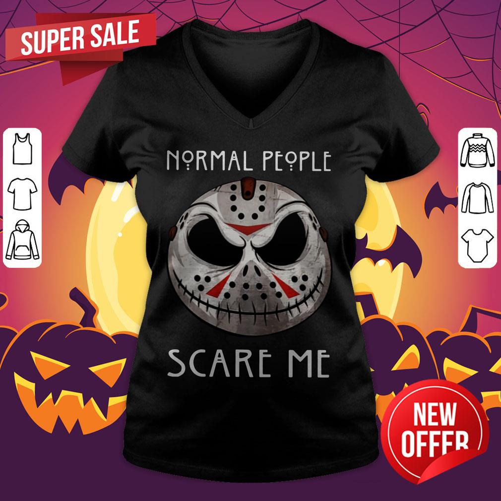 Jason Voorhees Jack Skellington Face Normal People Scare Me Shirt - Image 4