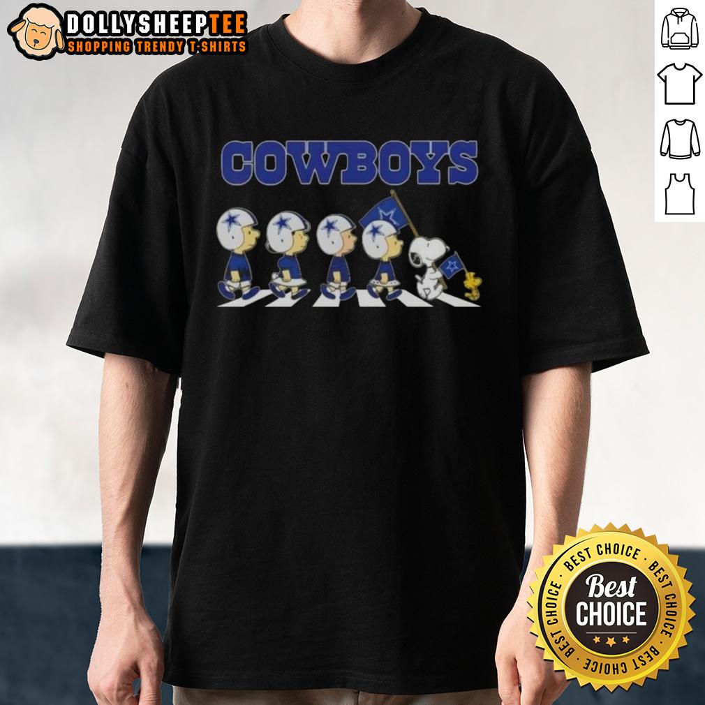 Good Dallas Cowboys X Peanuts Snoopy And Friends Abbey Road T-Shirt