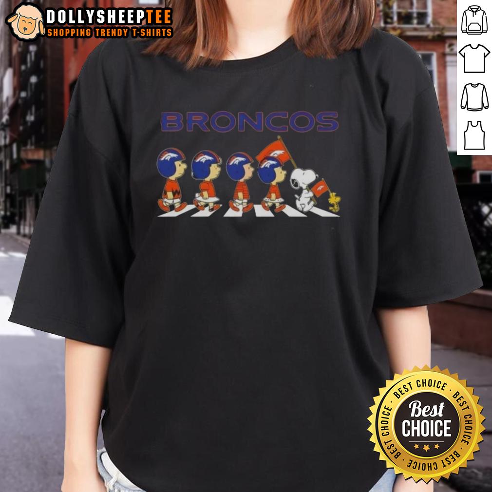 Good Denver Broncos X Peanuts Snoopy And Friends Abbey Road T-Shirt - Image 3
