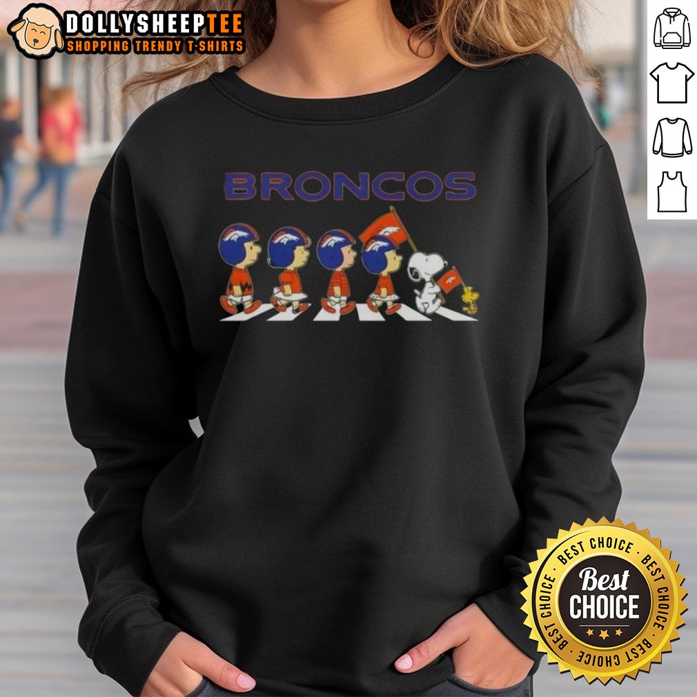 Good Denver Broncos X Peanuts Snoopy And Friends Abbey Road T-Shirt - Image 5
