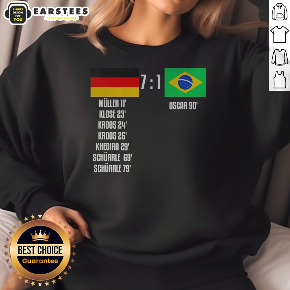Funny Germany Vs Brazil 7 To 1 Scoreboard Muller Klose Kroos Khedira Schurrle Oscar Shirt - Image 4