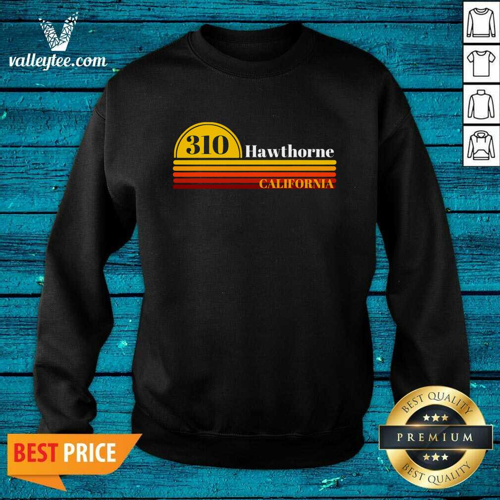 Happy 310 Hawthorne California Vintage Sunset With Area Code Shirt - Image 5
