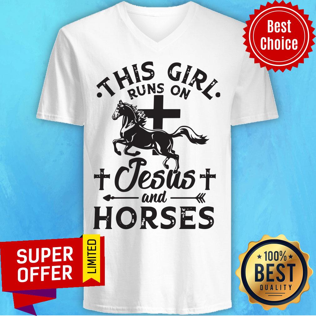 This Girl Runs On Jesus And Horses With Cross Shirt - Image 3