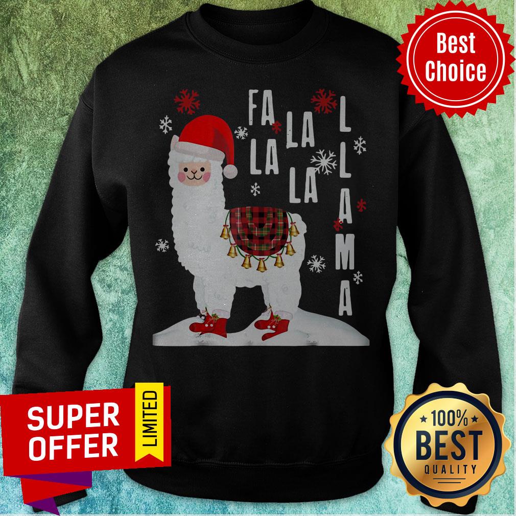 Funny Fa La La Llama Santa Shirt Christmas Shirt - Image 2