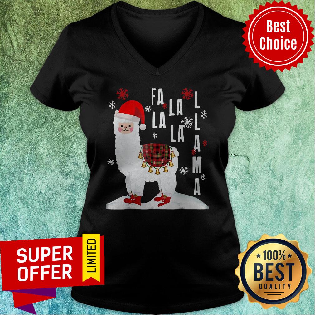 Funny Fa La La Llama Santa Shirt Christmas Shirt - Image 5
