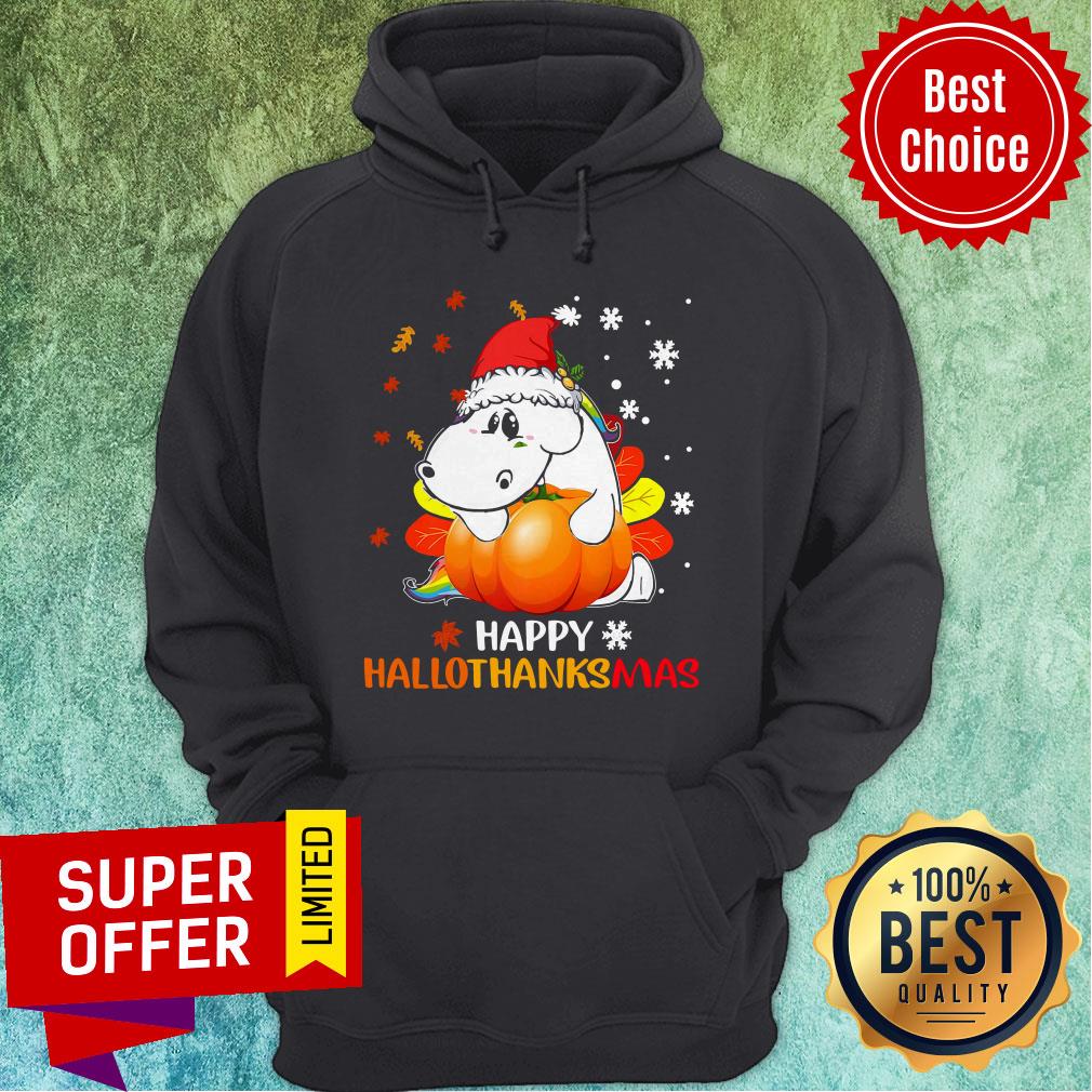 Happy Hallo Thanks Mas Senior Hug Pumpkin Wear Noel Hat Shirt - Image 3