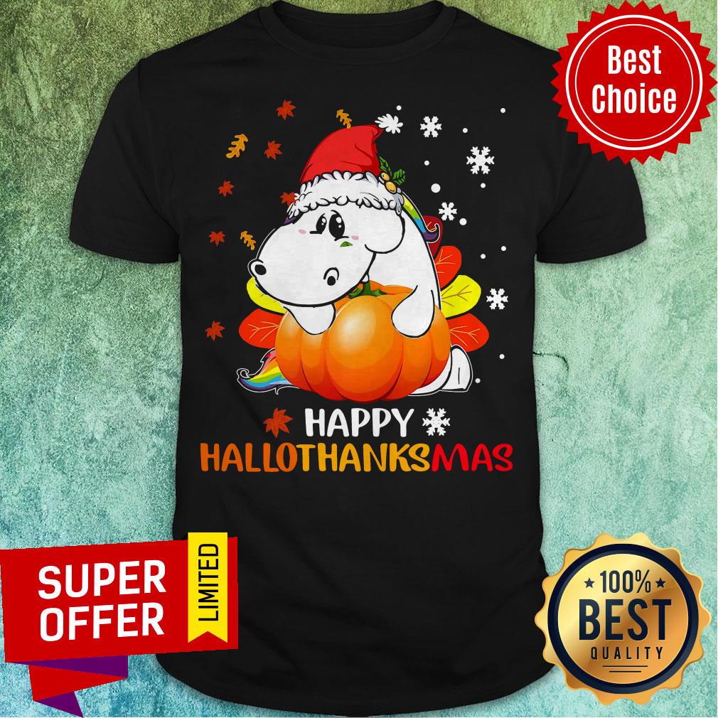 Happy Hallo Thanks Mas Senior Hug Pumpkin Wear Noel Hat Shirt
