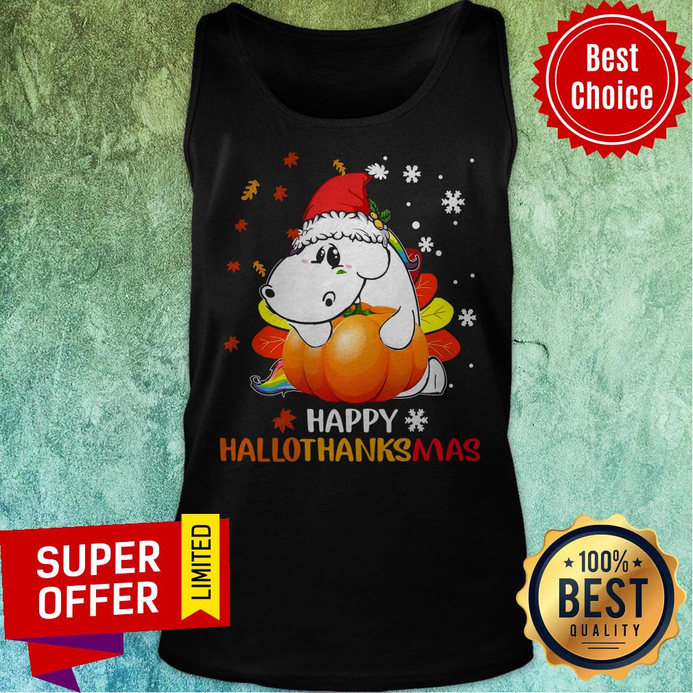 Happy Hallo Thanks Mas Senior Hug Pumpkin Wear Noel Hat Shirt - Image 5