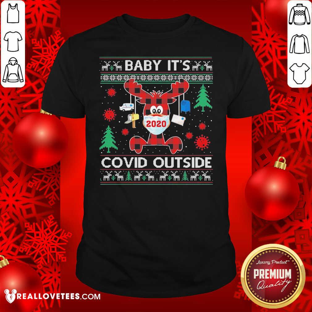 So Reindeer Face Mask 2020 Baby It’s Covid Outside Ugly Christmas Shirt
