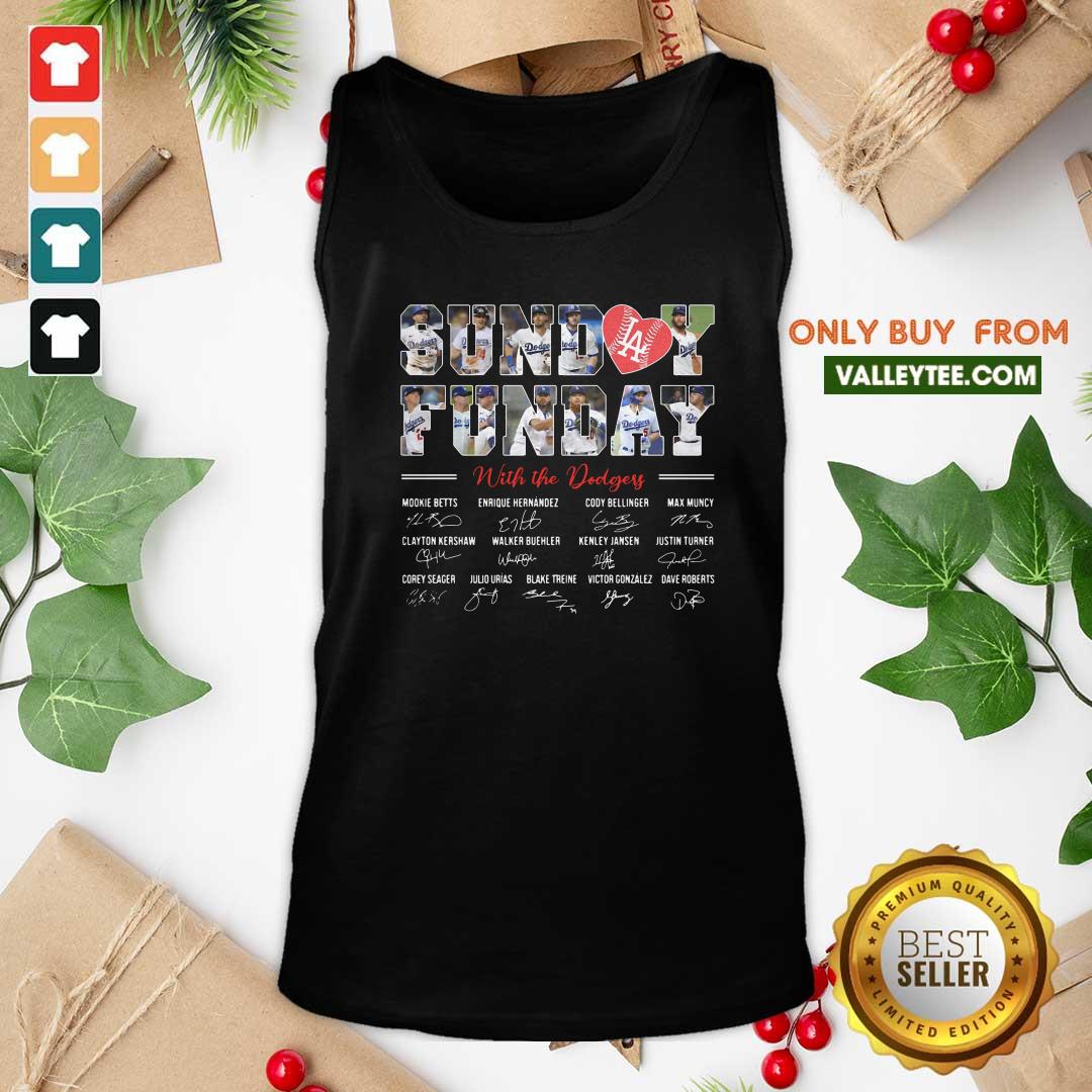 Sweet Sunday Funday With The Los Angeles Dodgers Team Signatures Shirt - Image 3
