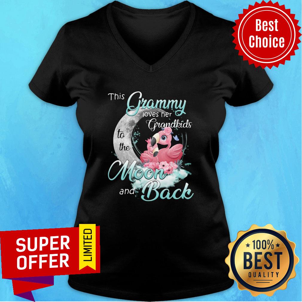 Official Flamingo This Grammy Loves Her Grandkids To The Moon And Back Shirt - Image 3