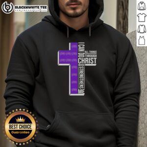 Alternative view of Happy I Can Do All Things Through Christ Who Strengthens Me TCU Horned Frogs Football Cross T-Shirt