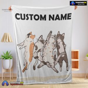 Official Cat Friends Laying Doodle Blanket Fleece Customized Blanket