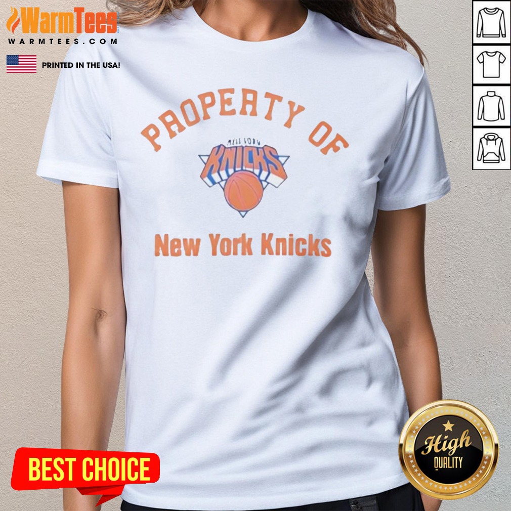 Official New York Knicks NBA Property Of New York Knicks Logo Shirt - Image 3