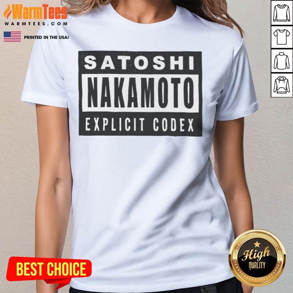 Official Satoshi Nakamoto Explicit Codex Bitcoin Cryptocurrency White Shirt - Image 3