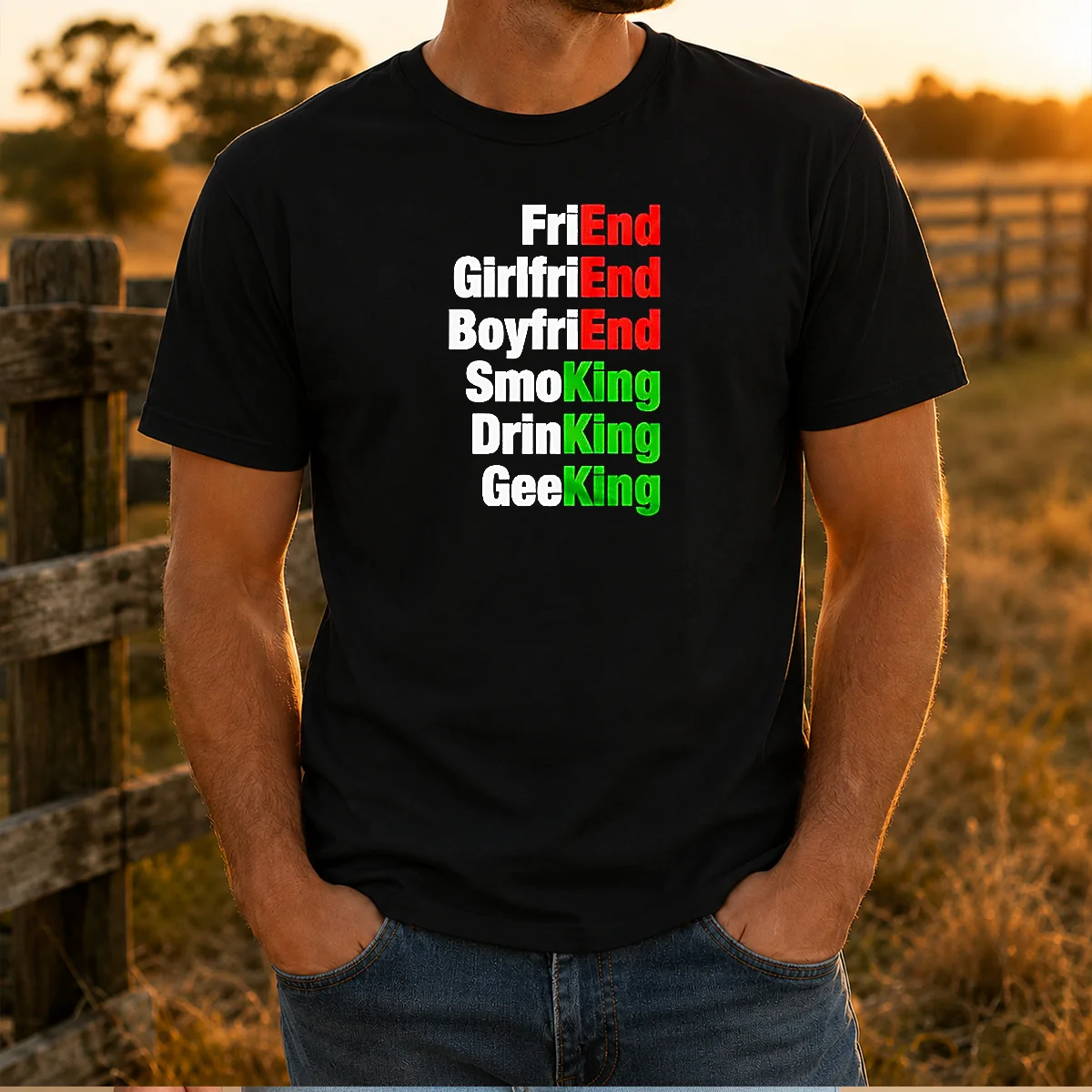 Good Friend Girlfriend Boyfriend Smoking Drinking Geeking Wordplay Text Shirt