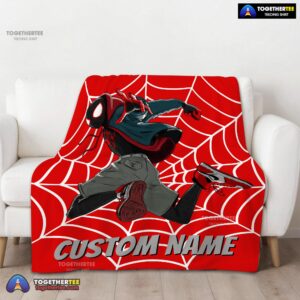 Alternative view of Official Spider Man Into the Spider Verse Miles Morales Blanket Fleece Customized Blanket
