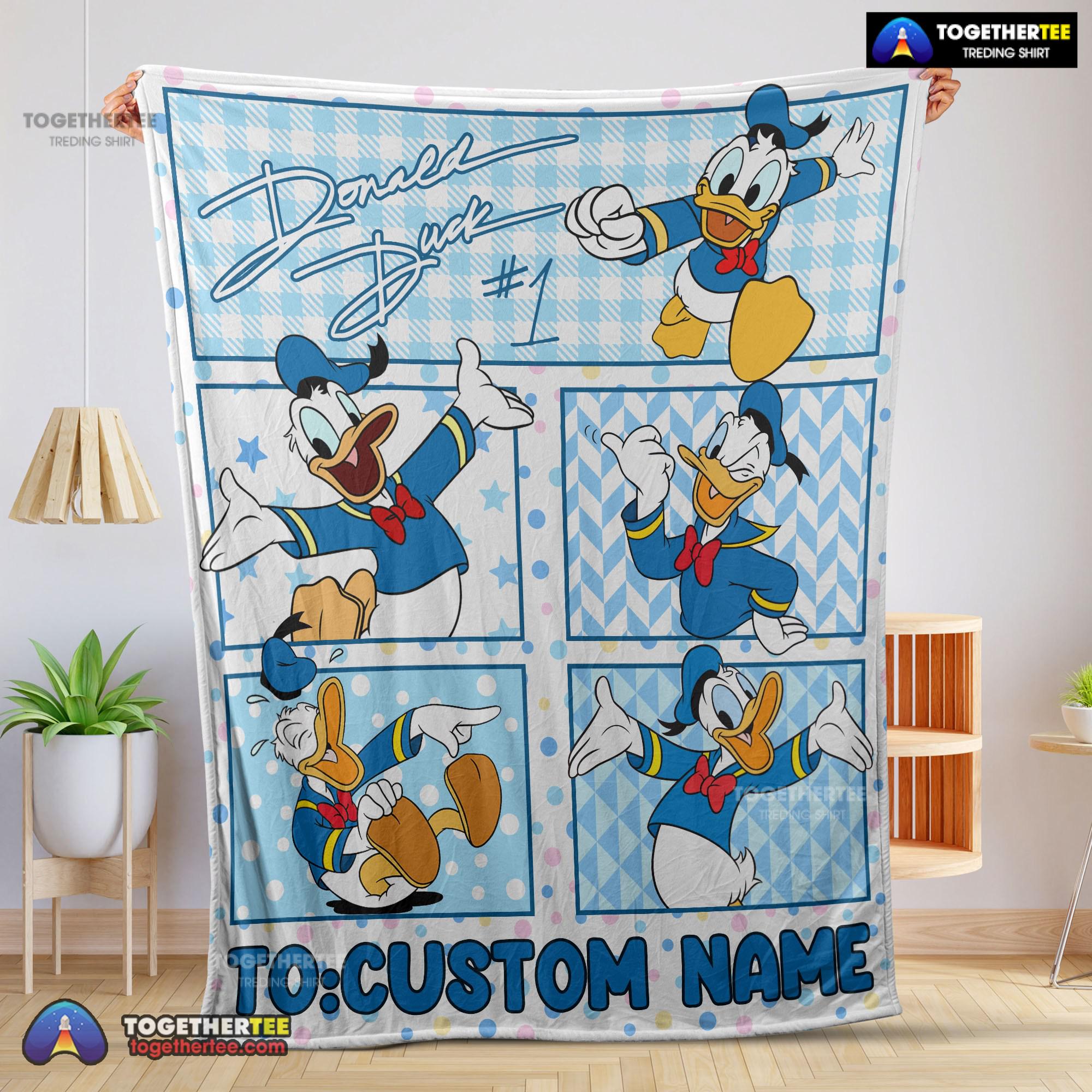 Official Disney Donald Duck With Signature And Friends Donald Duck Moods Blanket Customize Blanket