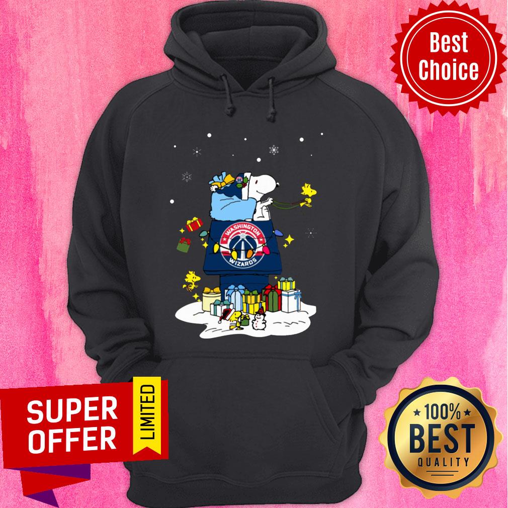 Funny Washington Wizards Santa Snoopy Wish You A Merry Christmas Shirt - Image 2