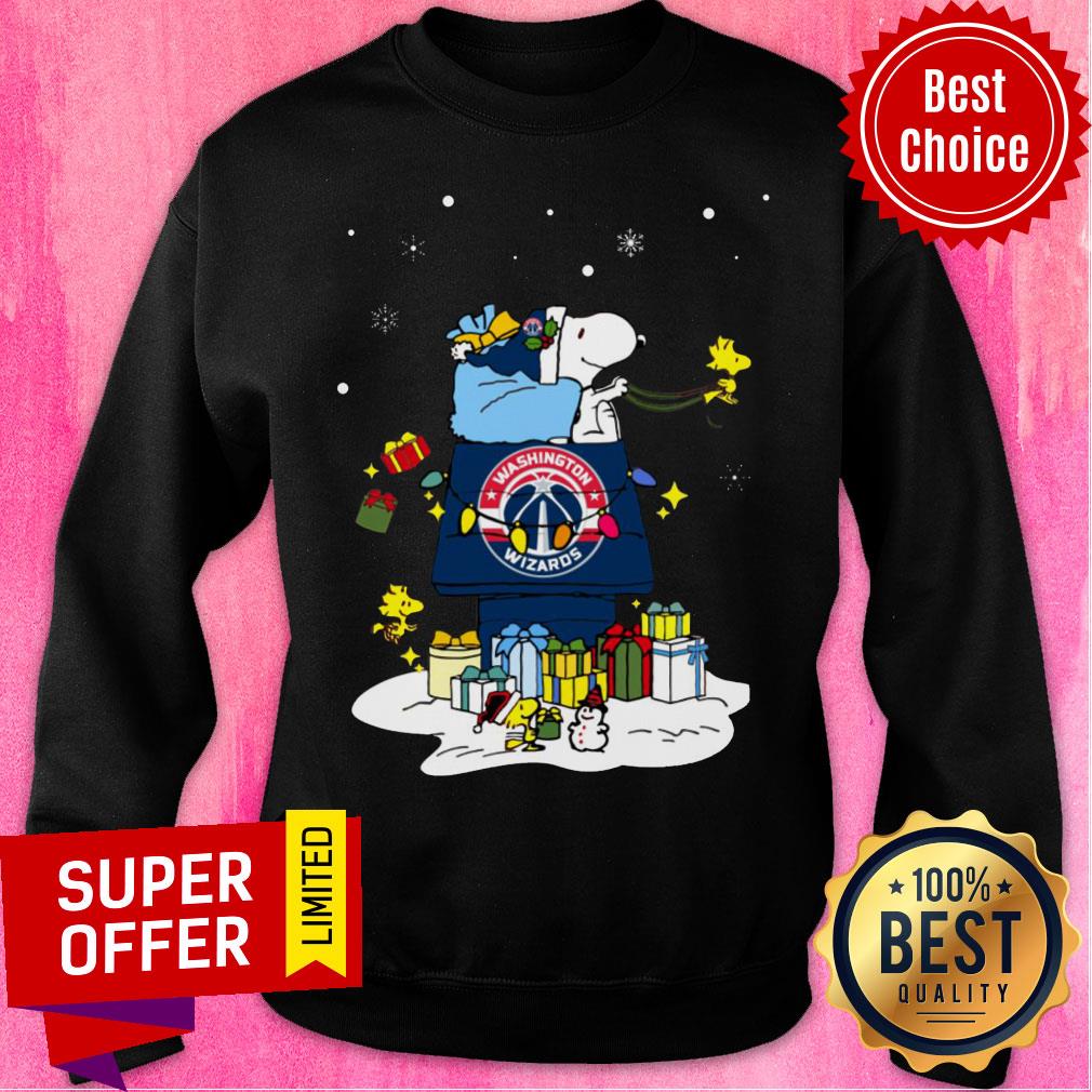 Funny Washington Wizards Santa Snoopy Wish You A Merry Christmas Shirt - Image 5