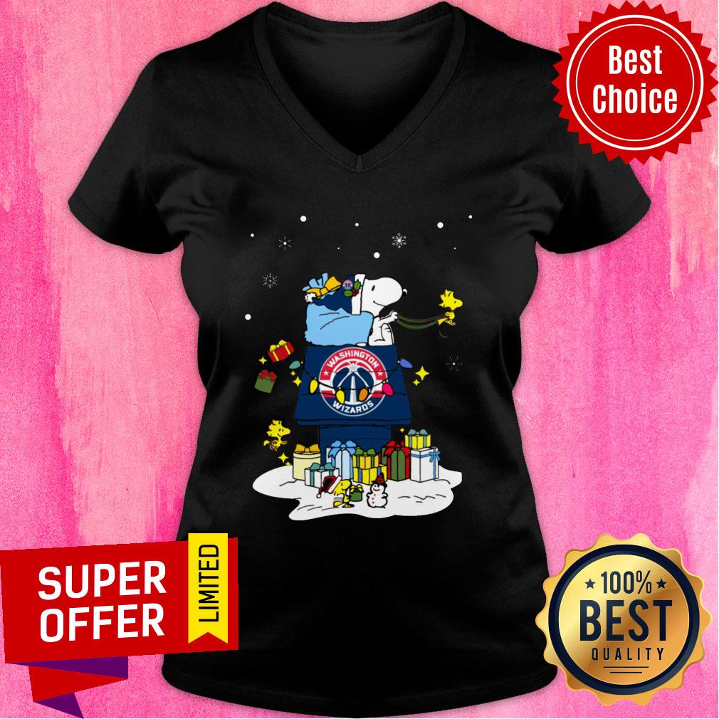 Funny Washington Wizards Santa Snoopy Wish You A Merry Christmas Shirt - Image 3