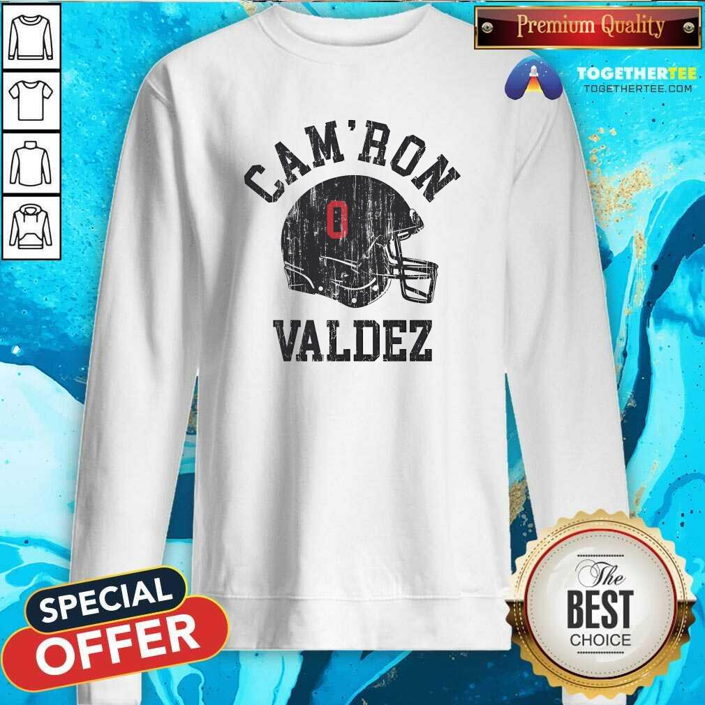 Nice Cam'ron Valdez College Helmet T-Shirt - Image 2