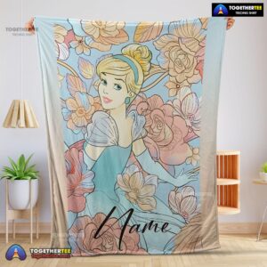 Official Disney Cinderella Elegant Princess Bloom Blanket Fleece Customized Blanket