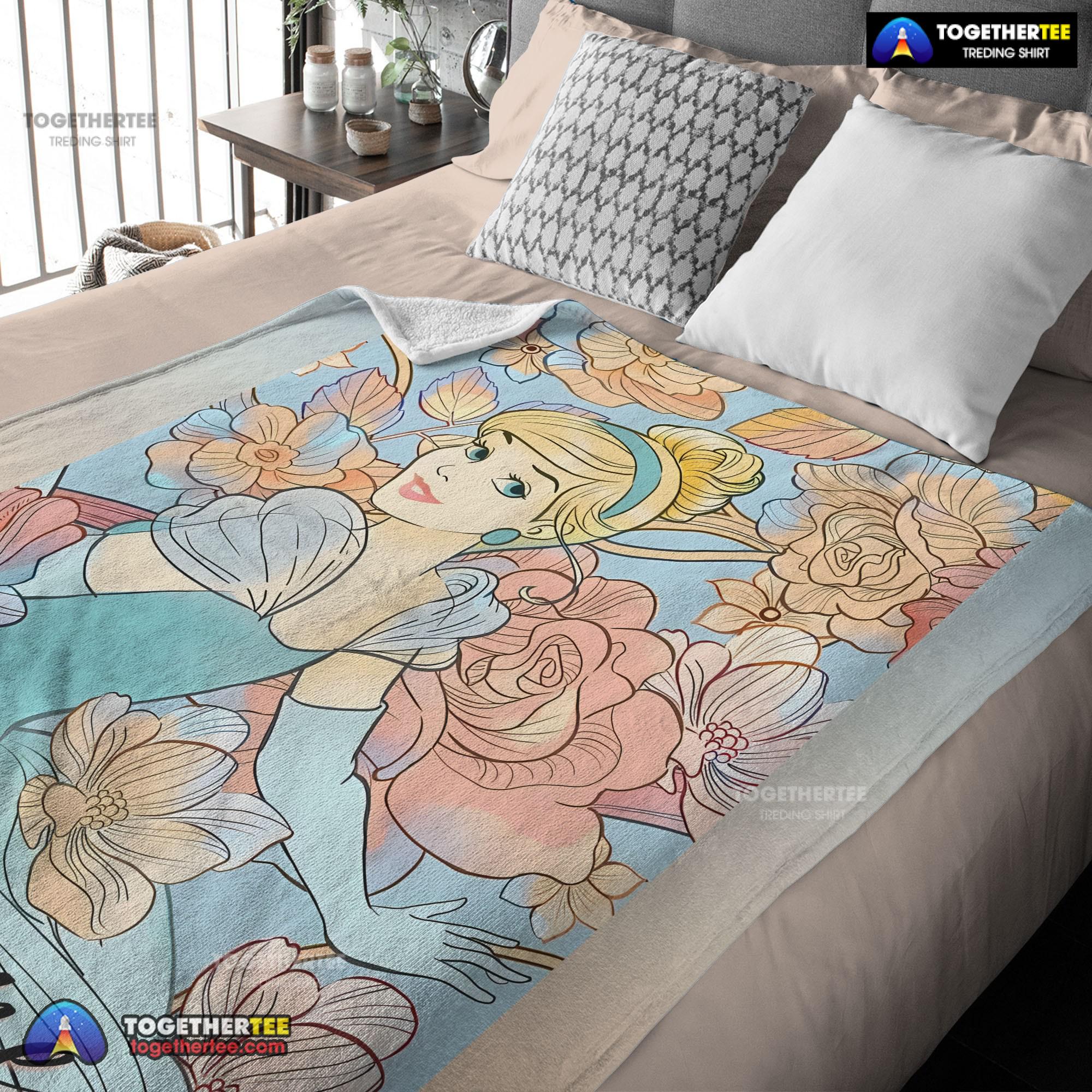 Official Disney Cinderella Elegant Princess Bloom Blanket Fleece Customized Blanket - Image 3