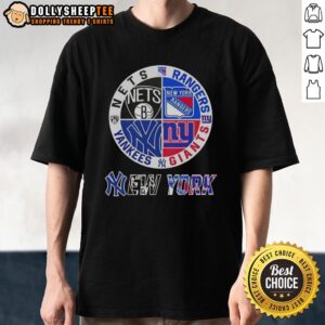 Good New York City Sports Nets Rangers Giants Yankees Logos Combine T-Shirt