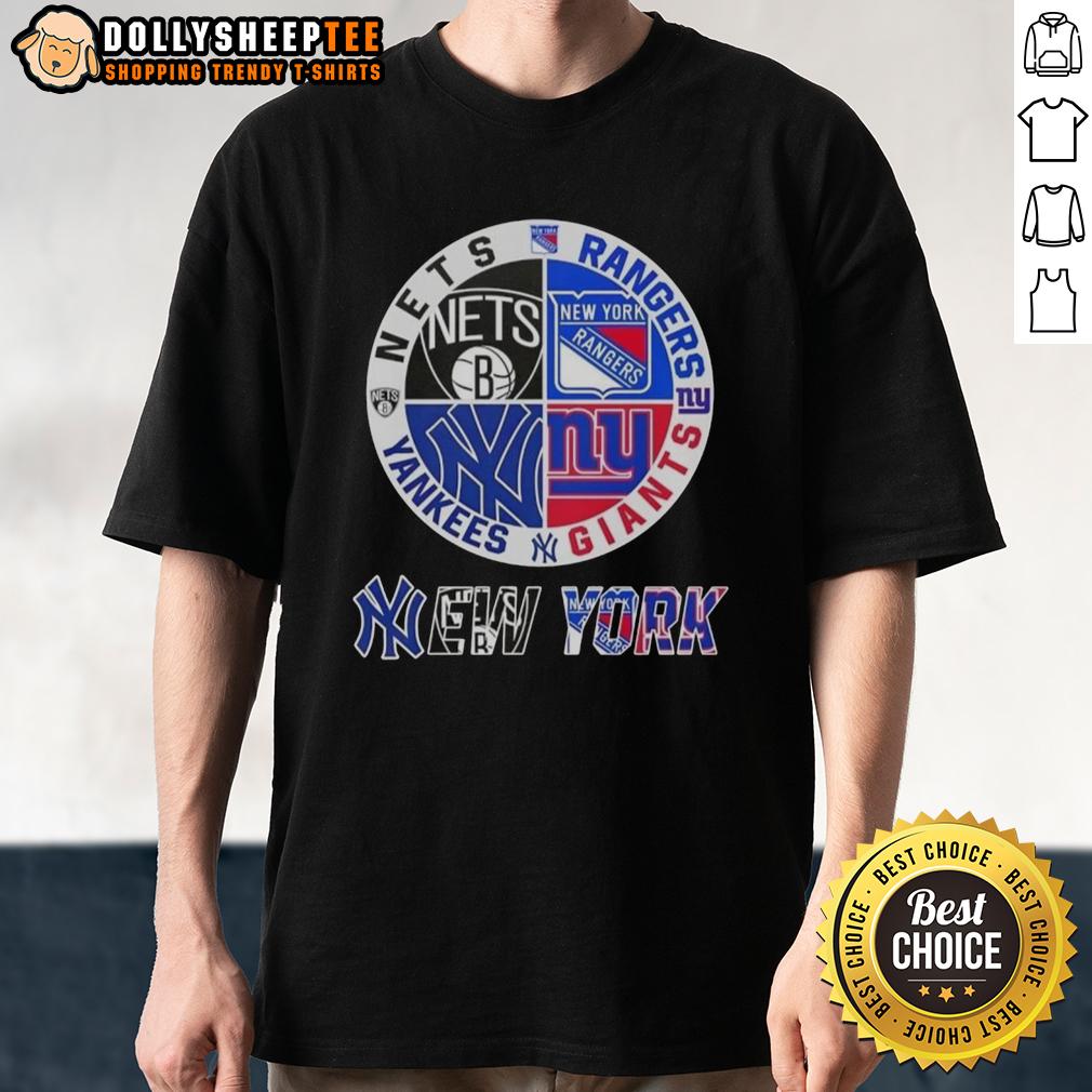 Good New York City Sports Nets Rangers Giants Yankees Logos Combine T-Shirt