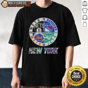 Good New York City Sports Nets Rangers Jets Mets Logos Combine T-Shirt