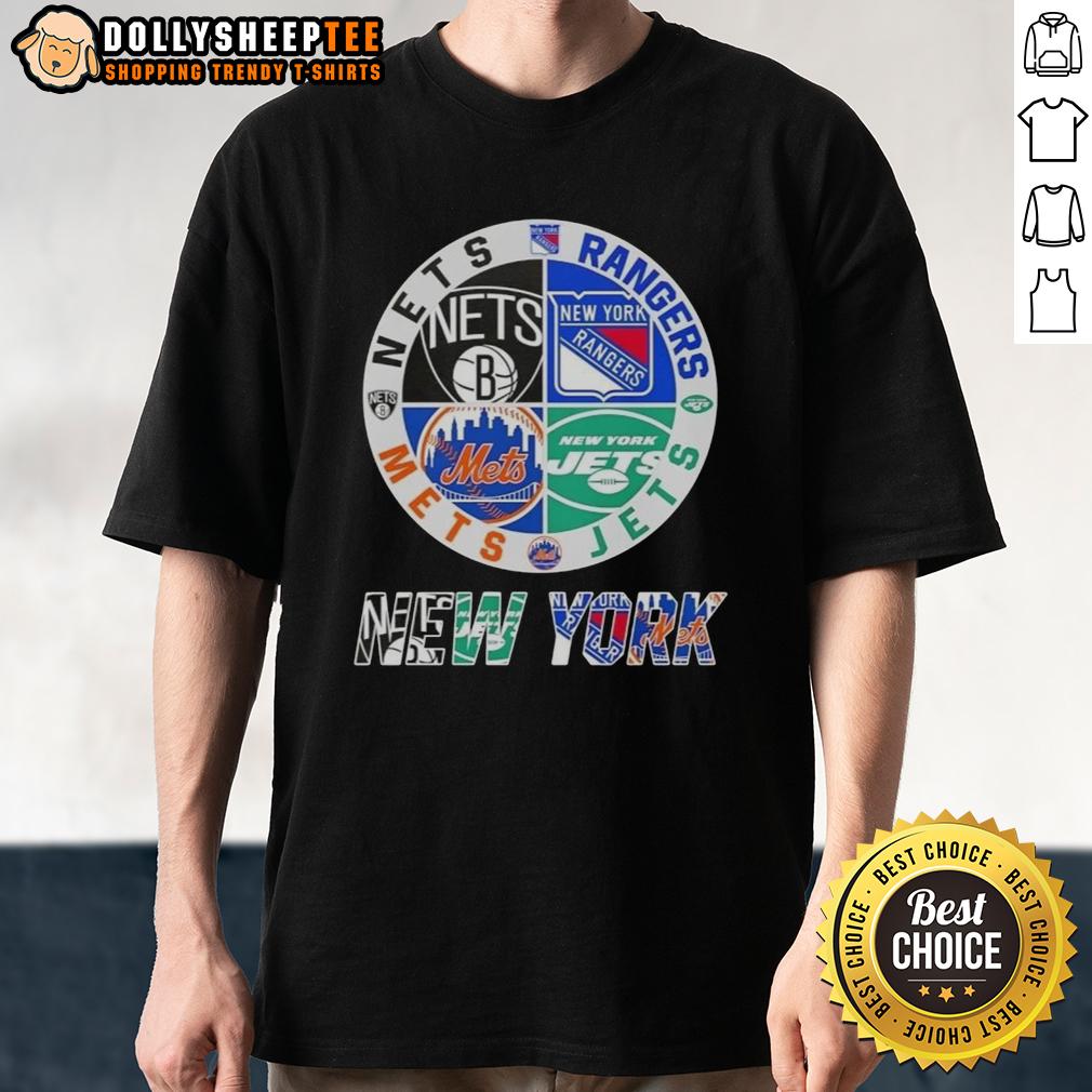 Good New York City Sports Nets Rangers Jets Mets Logos Combine T-Shirt