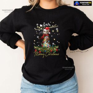Alternative view of Meowy Christmas X’mas Tree Santa Cat Sweatshirt
