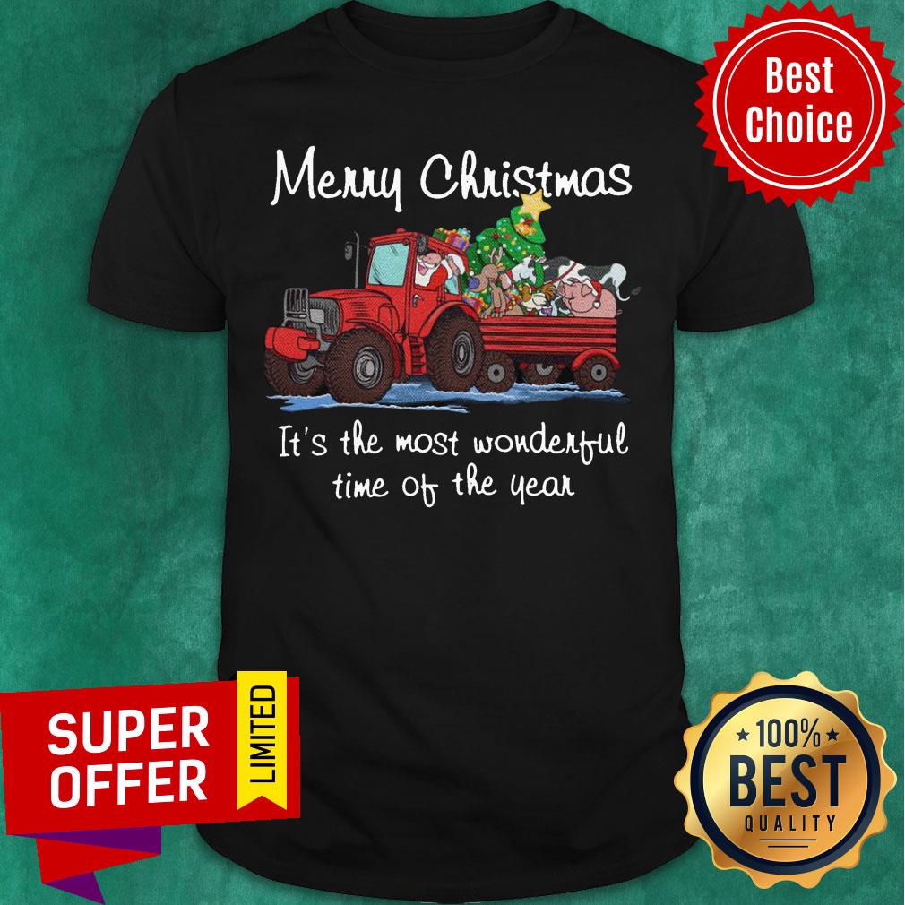 Santa Claus And Animal Merry Christmas It’s The Most Wonderful Time Of The Year Shirt