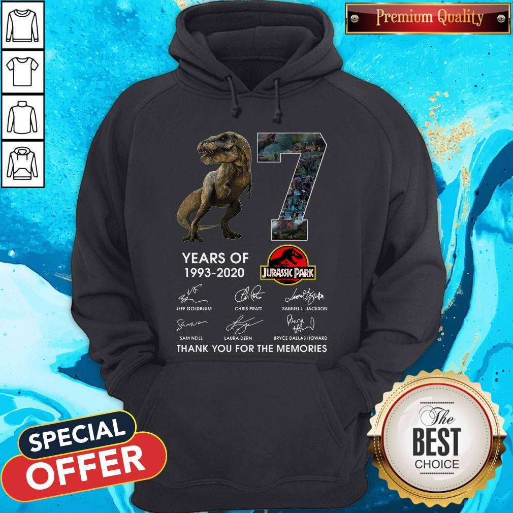 17 Years Of 1993 2020 Jurassic Park Thank You For The Memories Signatures Shirt - Image 2