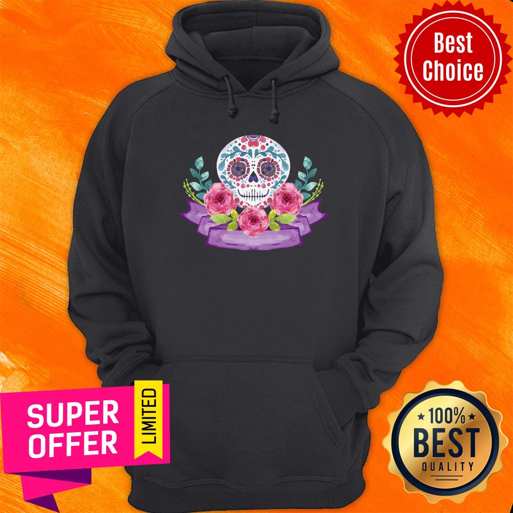 De Muertos Sugar Skull Flower Shirt - Image 2