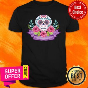 De Muertos Sugar Skull Flower Shirt