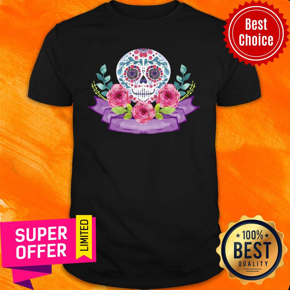 De Muertos Sugar Skull Flower Shirt