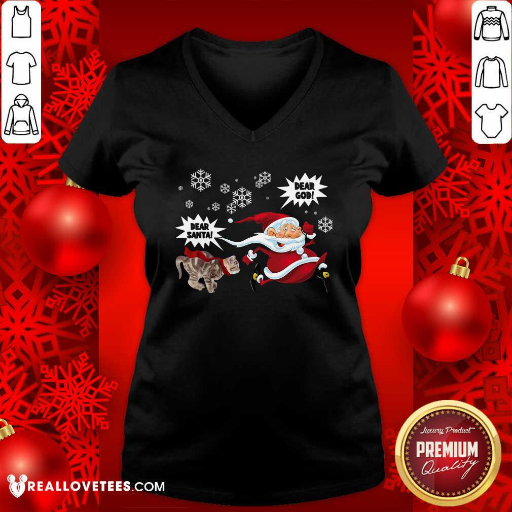Good Cat Dear Santa Dear God Ugly Christmas Shirt - Image 5