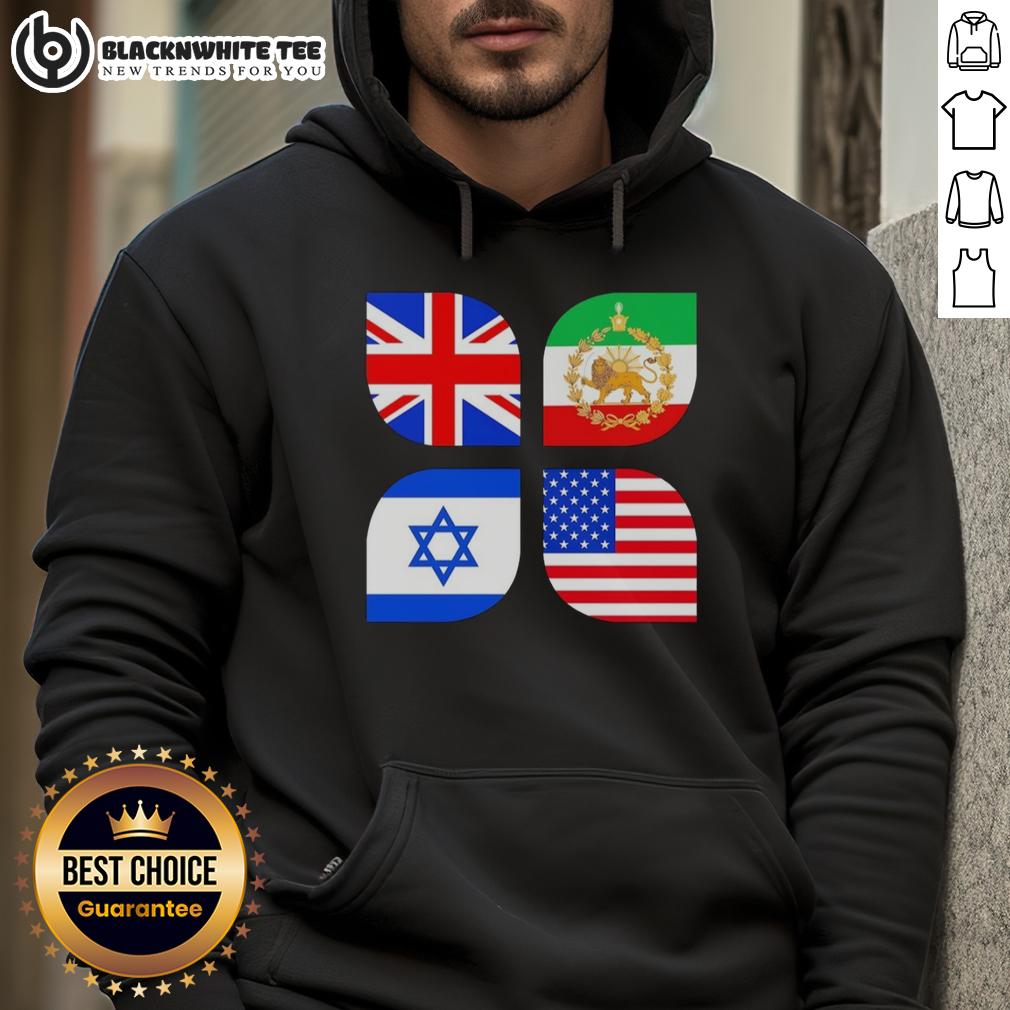 Awesome Union Jack Iran Israel And USA Flag T-Shirt - Image 2