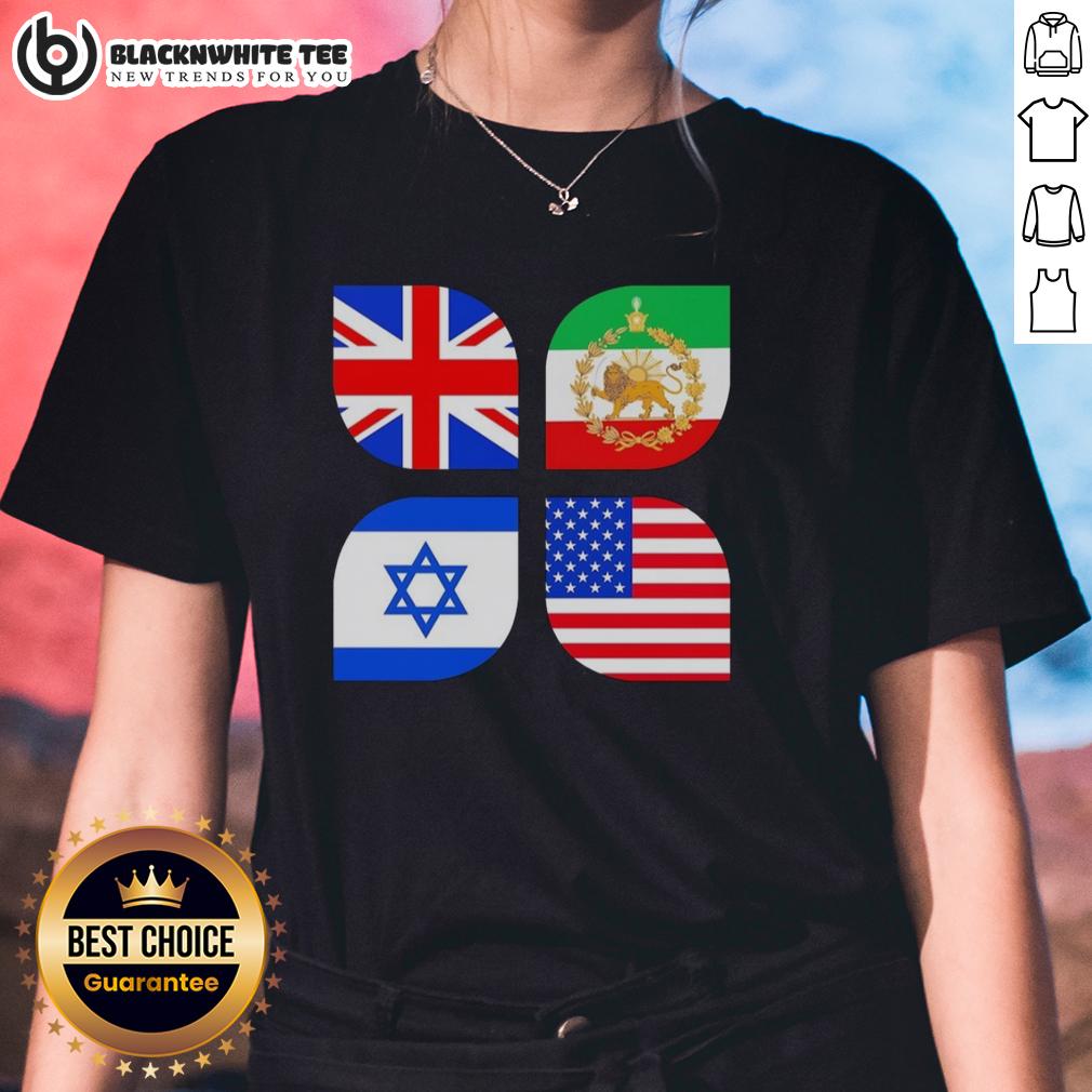 Awesome Union Jack Iran Israel And USA Flag T-Shirt - Image 3