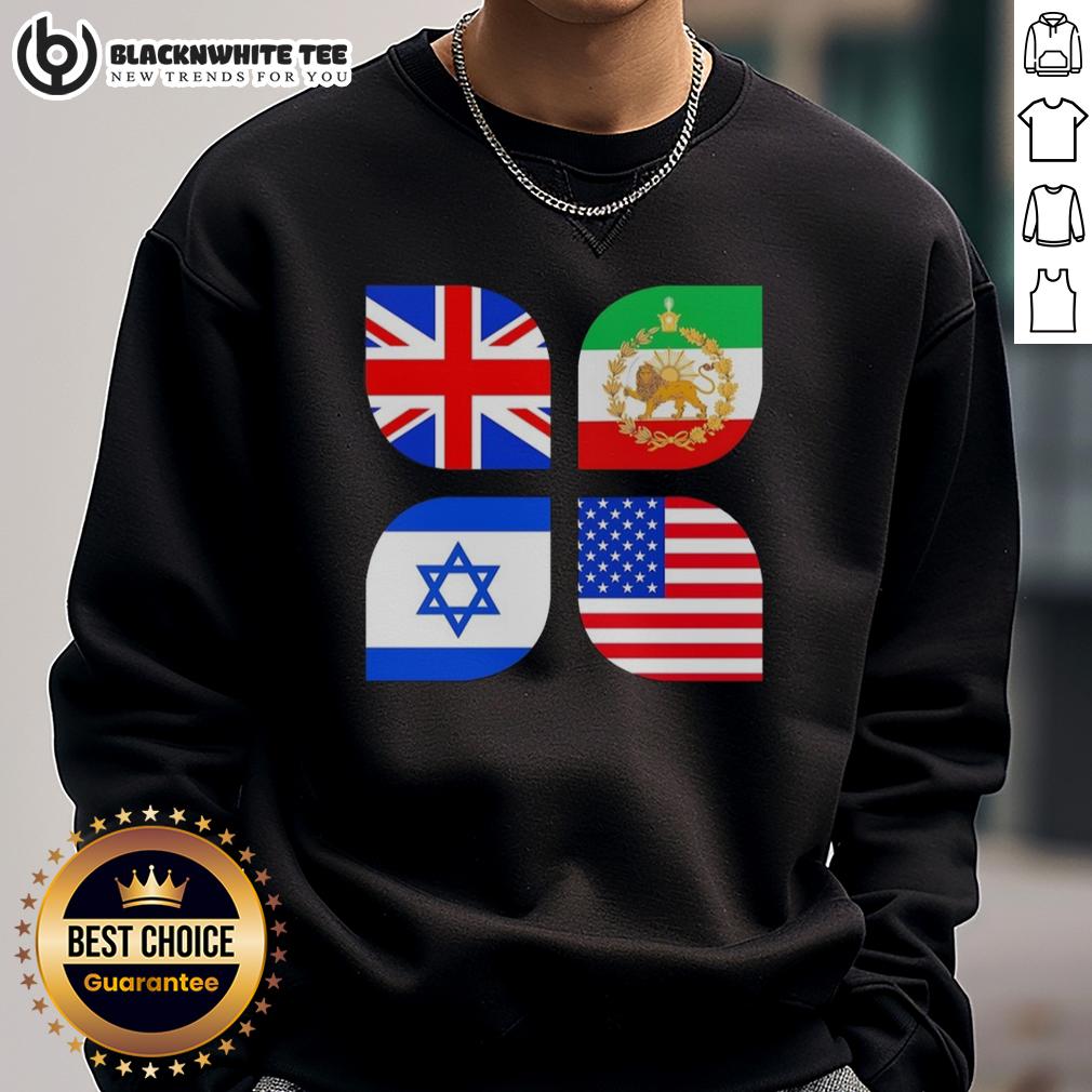 Awesome Union Jack Iran Israel And USA Flag T-Shirt - Image 5