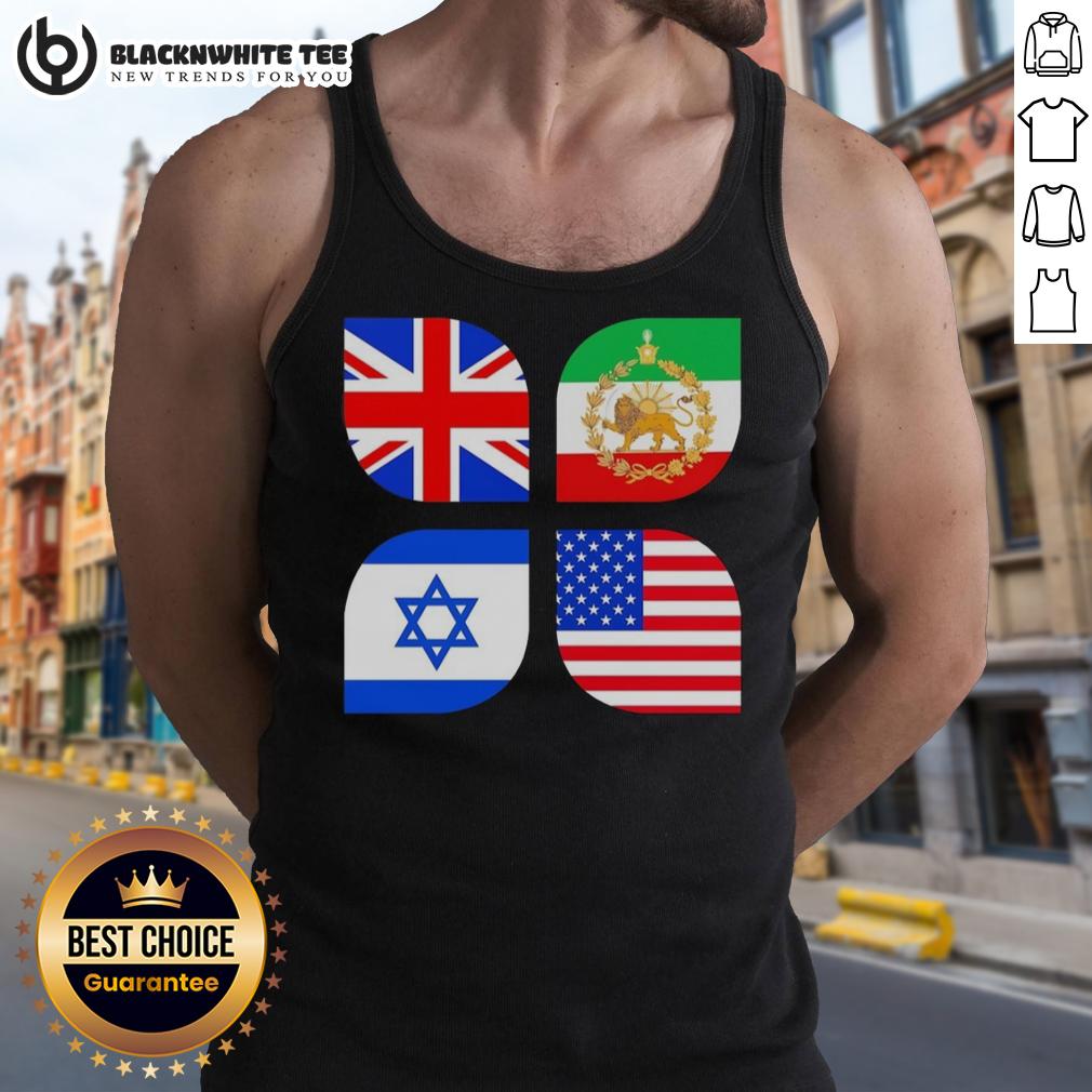 Awesome Union Jack Iran Israel And USA Flag T-Shirt - Image 4