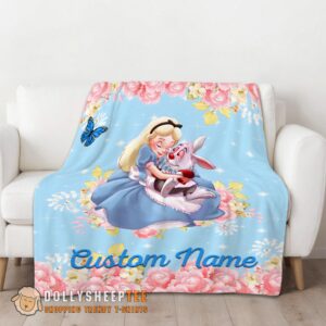 Alternative view of Perfect Cute Disney Alice & The White Rabbit Alice In Wonderland Blanket Fleece Customized Blanket