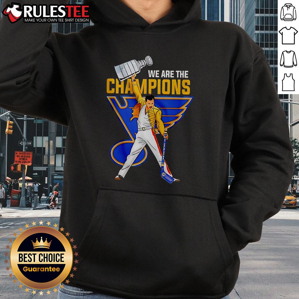 Awesome Freddie Mercury We Are The Champions St. Louis Blues Hockey T-Shirt - Image 2