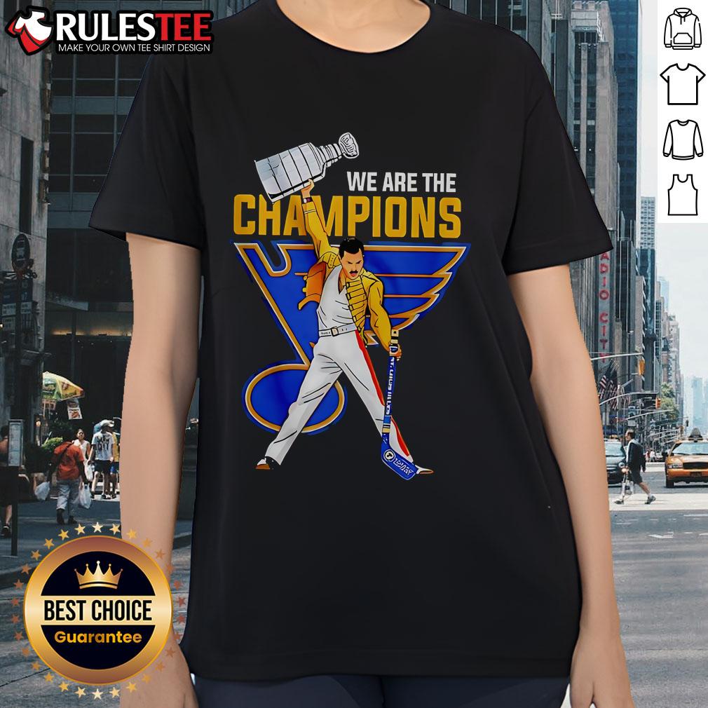 Awesome Freddie Mercury We Are The Champions St. Louis Blues Hockey T-Shirt - Image 3