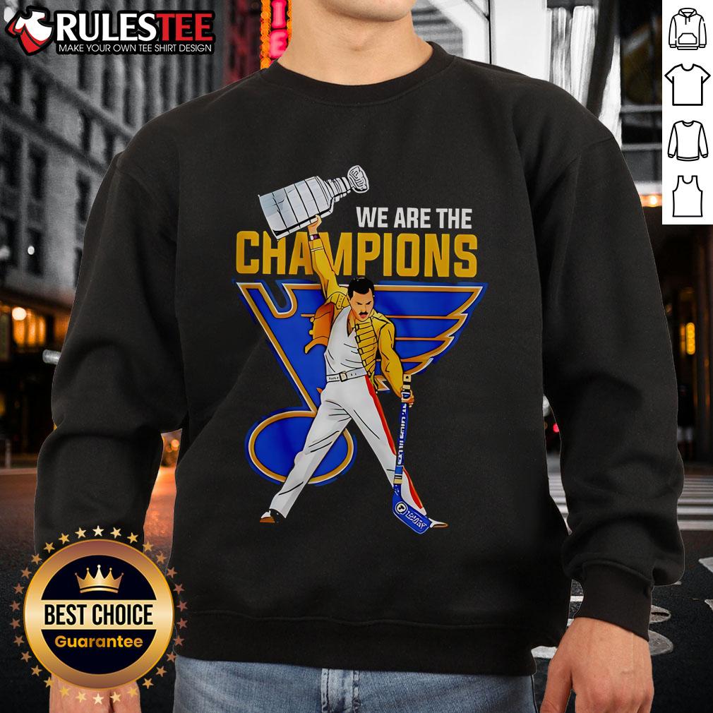 Awesome Freddie Mercury We Are The Champions St. Louis Blues Hockey T-Shirt - Image 5